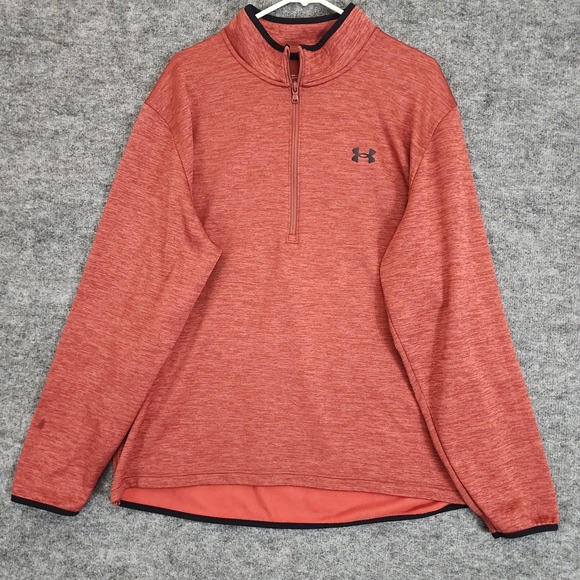 Under Armour ColdGear Pullover Mens 2XL Orange 1/4 Zip Loose Sweatshirt Casual - Picture 1 of 9